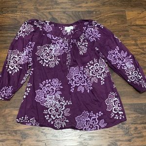Loft purple cotton top, size medium